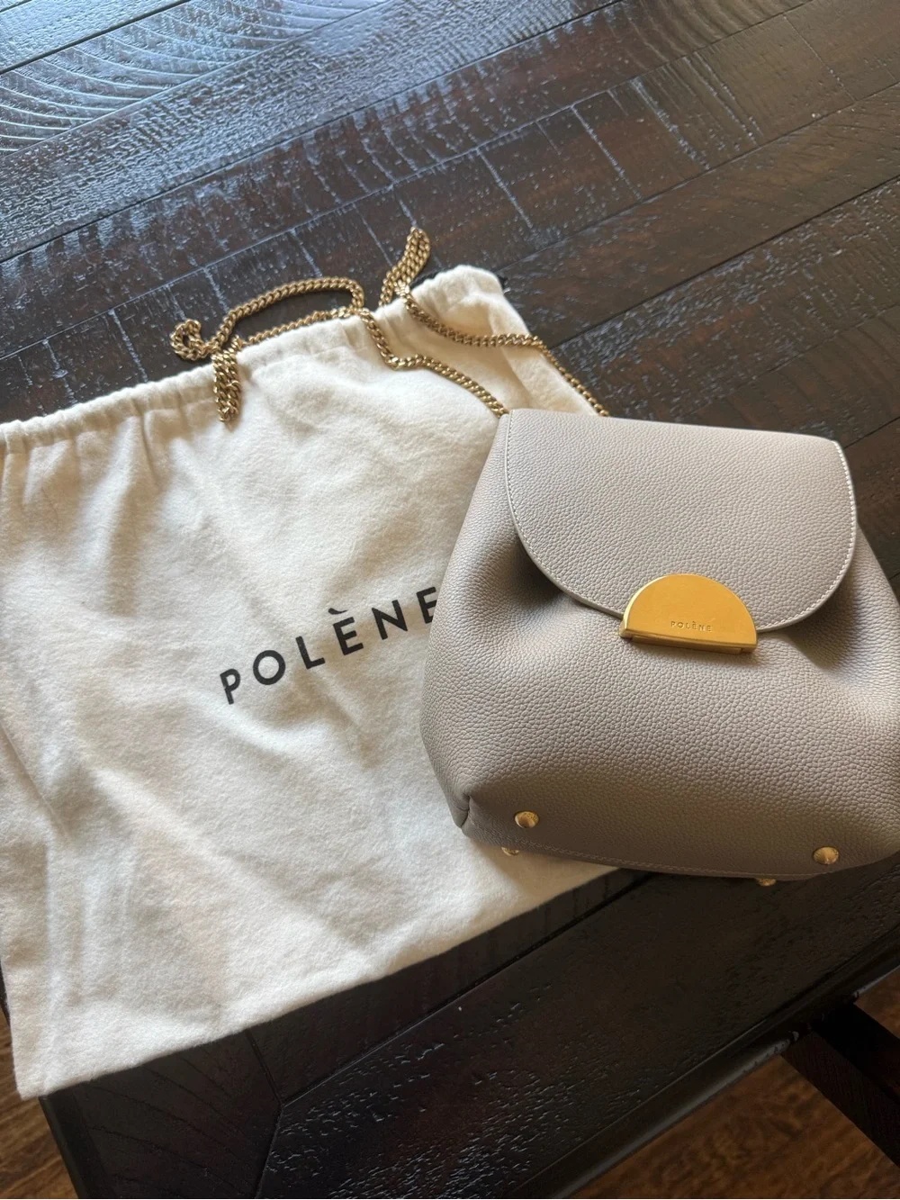 Polene número un Mini Chain Crossbody Bag in taupe-worn a couple of times.